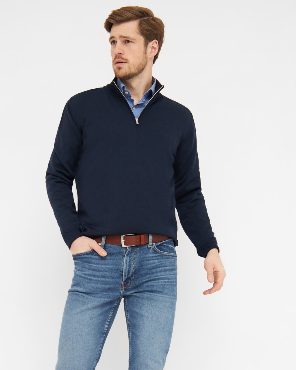 Milan pullover med zip neck lynlås