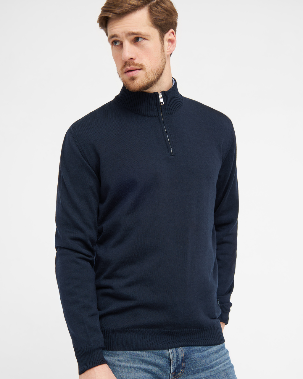 Milan pullover med zip neck lynlås