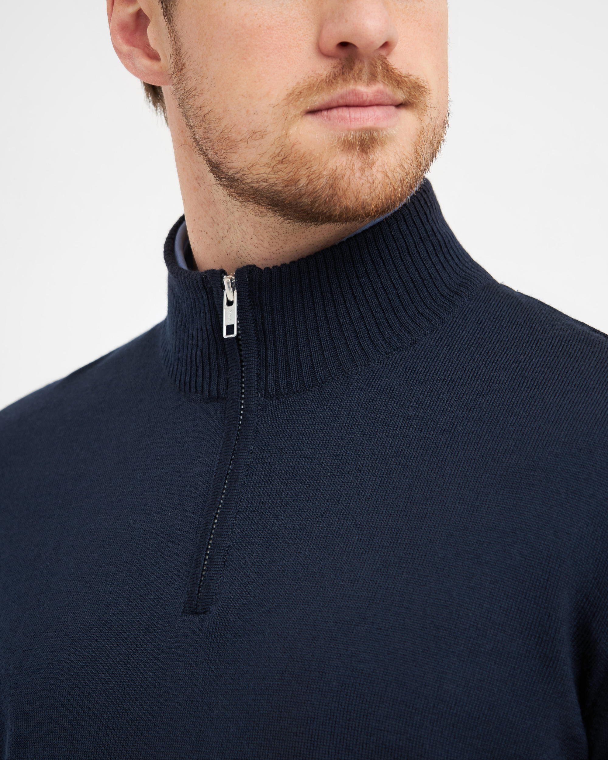 Milan pullover med zip neck lynlås