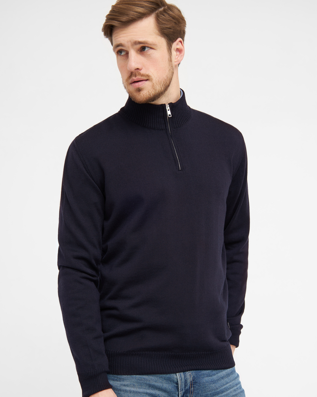 Milan pullover med zip neck lynlås