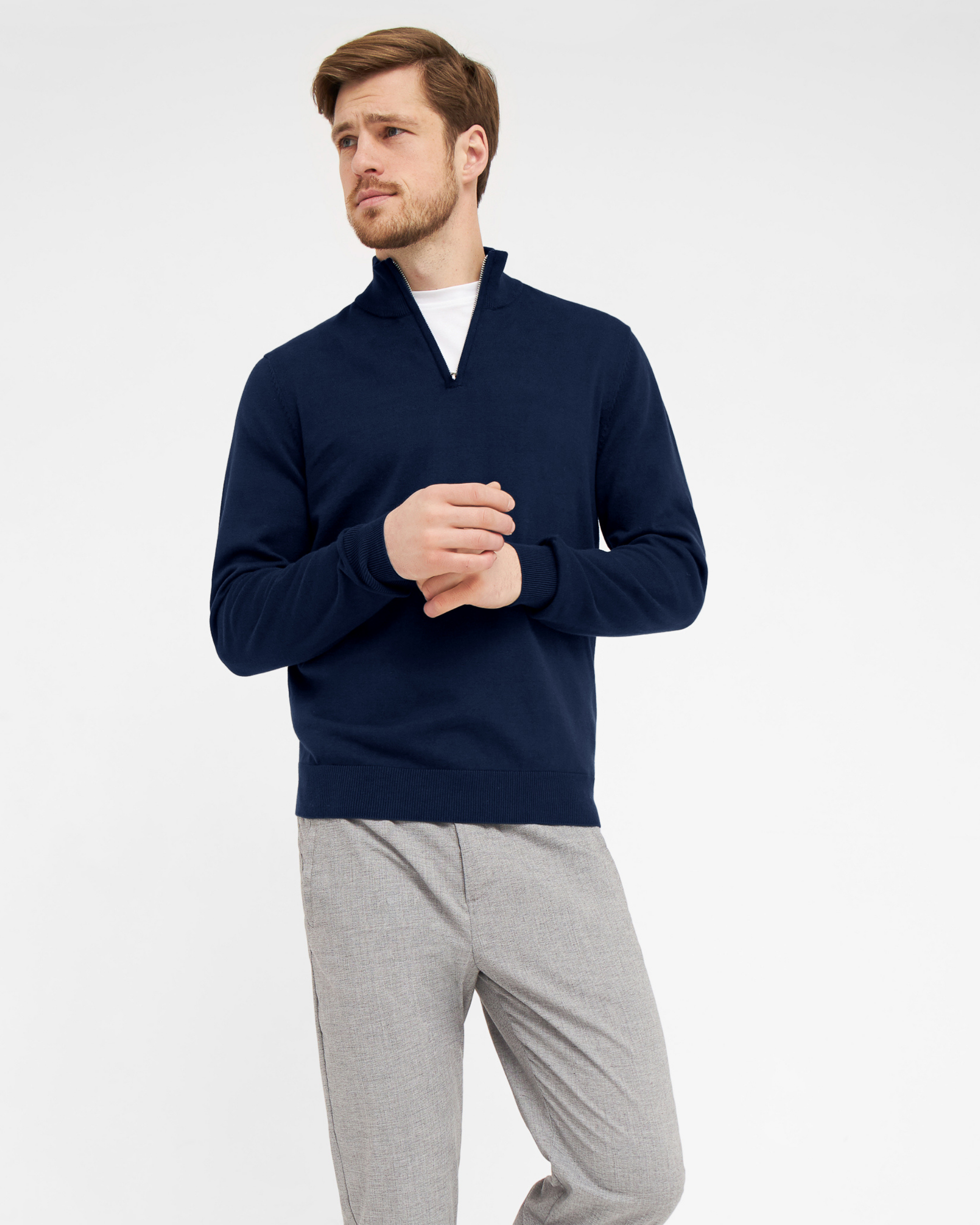 Milan pullover med zip neck lynlås