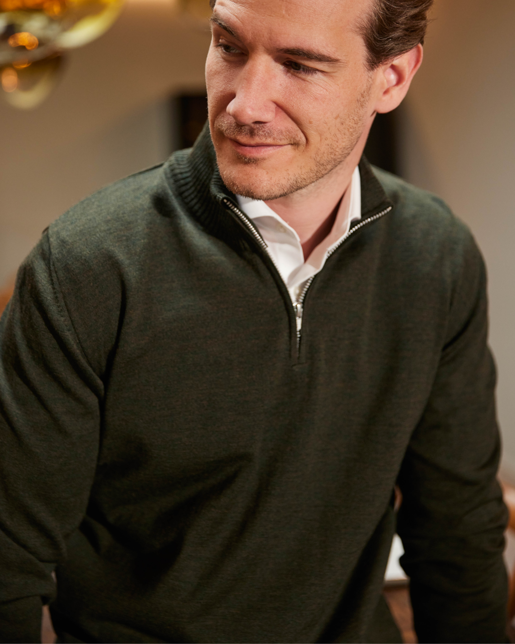 Milan pullover med zip neck lynlås