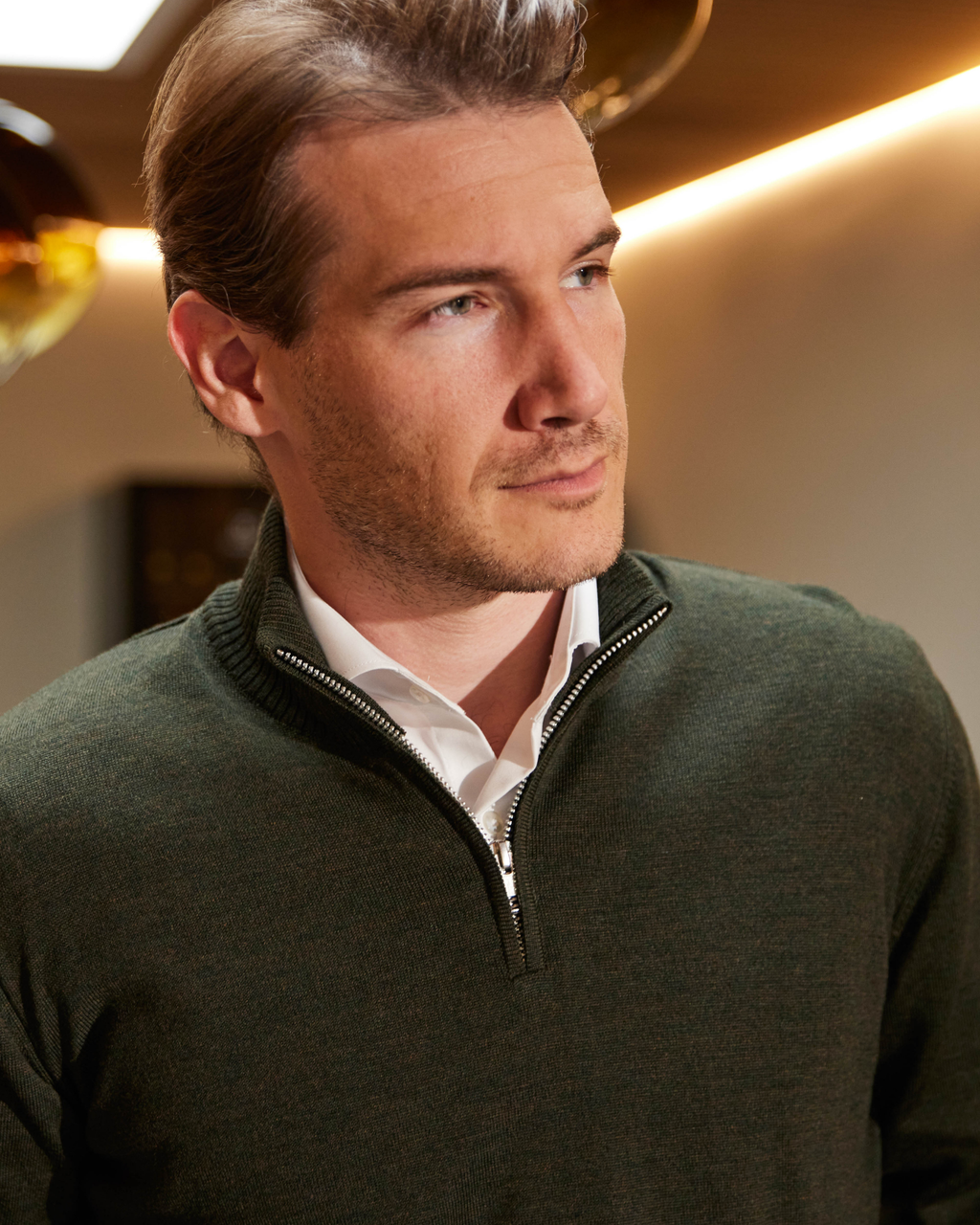 Milan pullover med zip neck lynlås