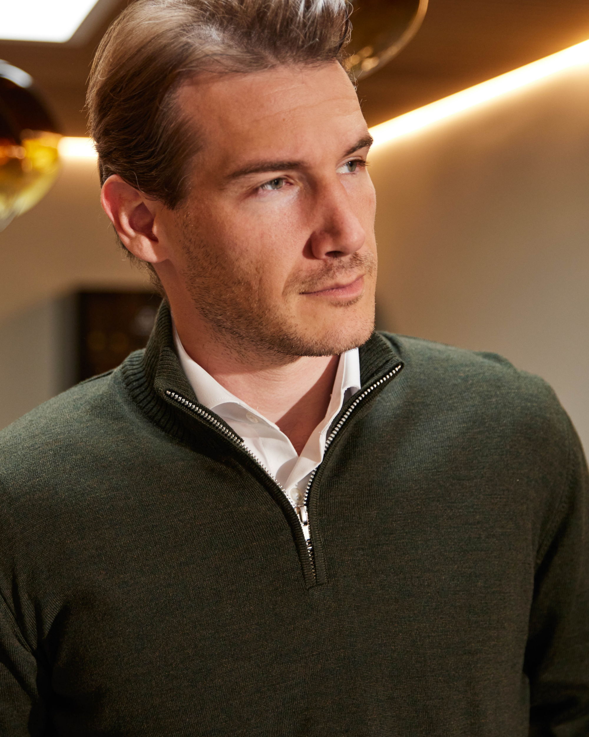 Milan pullover med zip neck lynlås