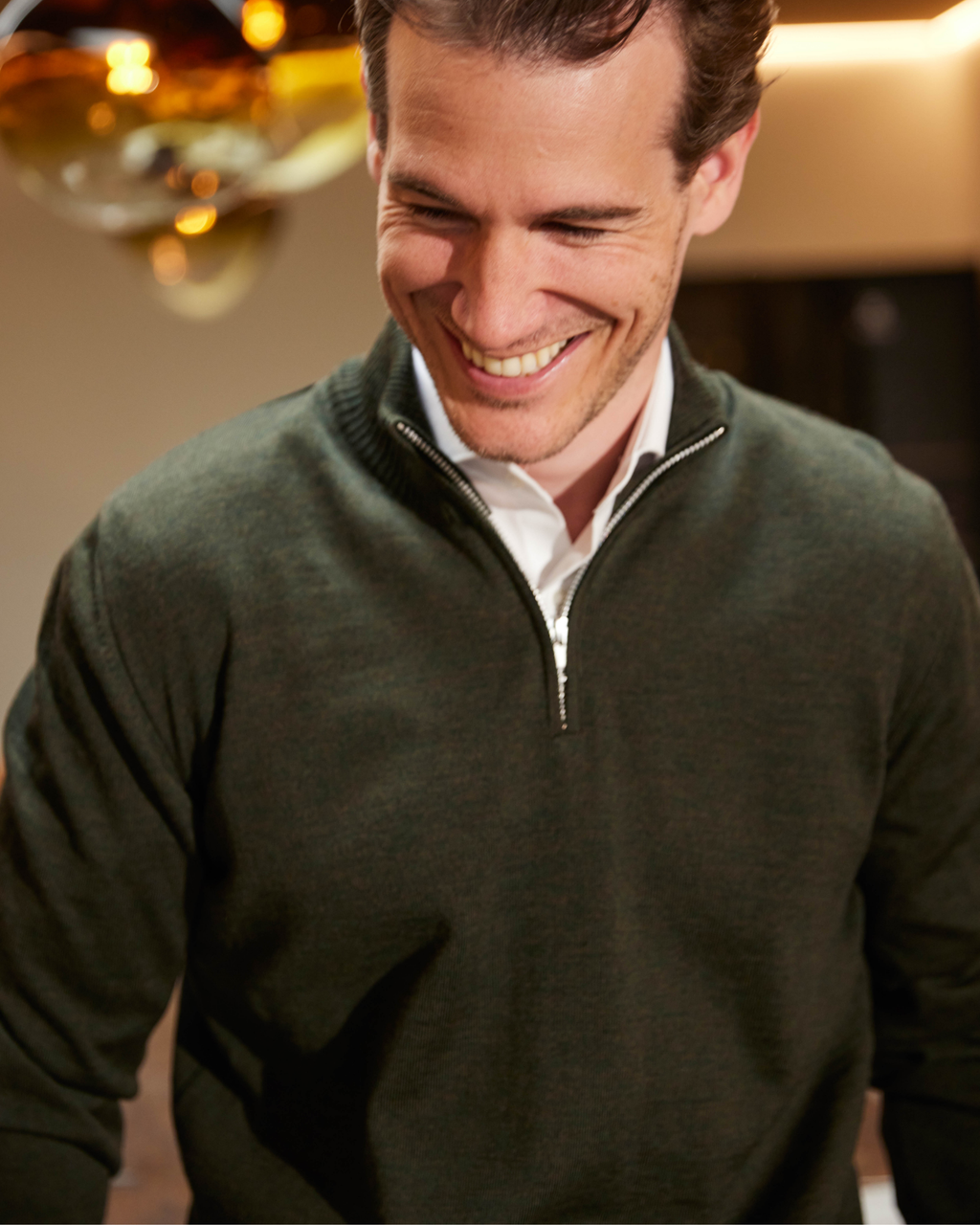 Milan pullover med zip neck lynlås