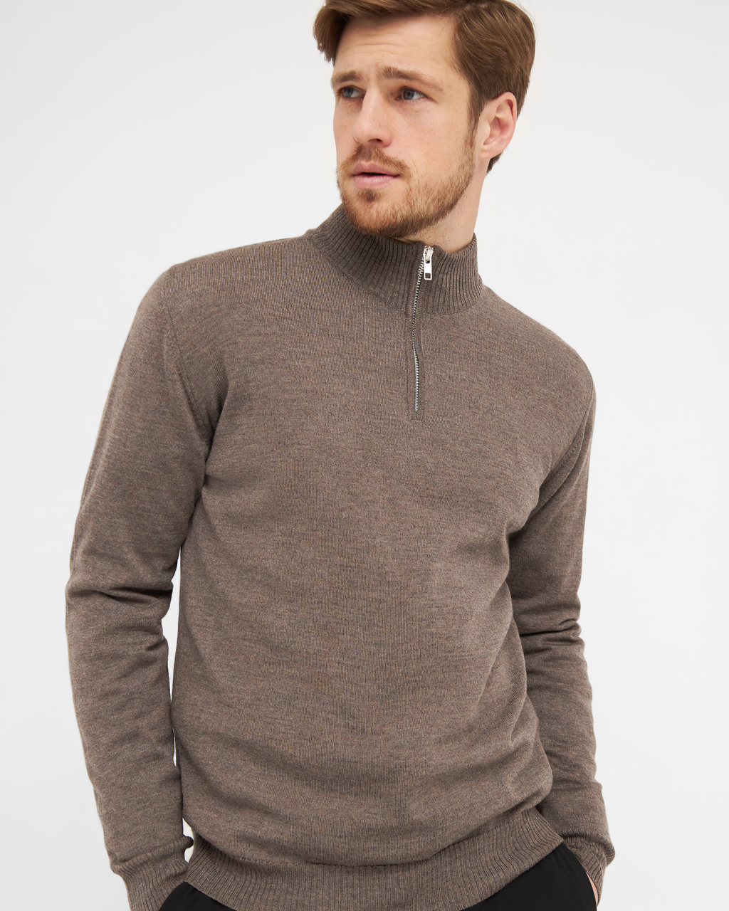 Milan pullover med zip neck lynlås