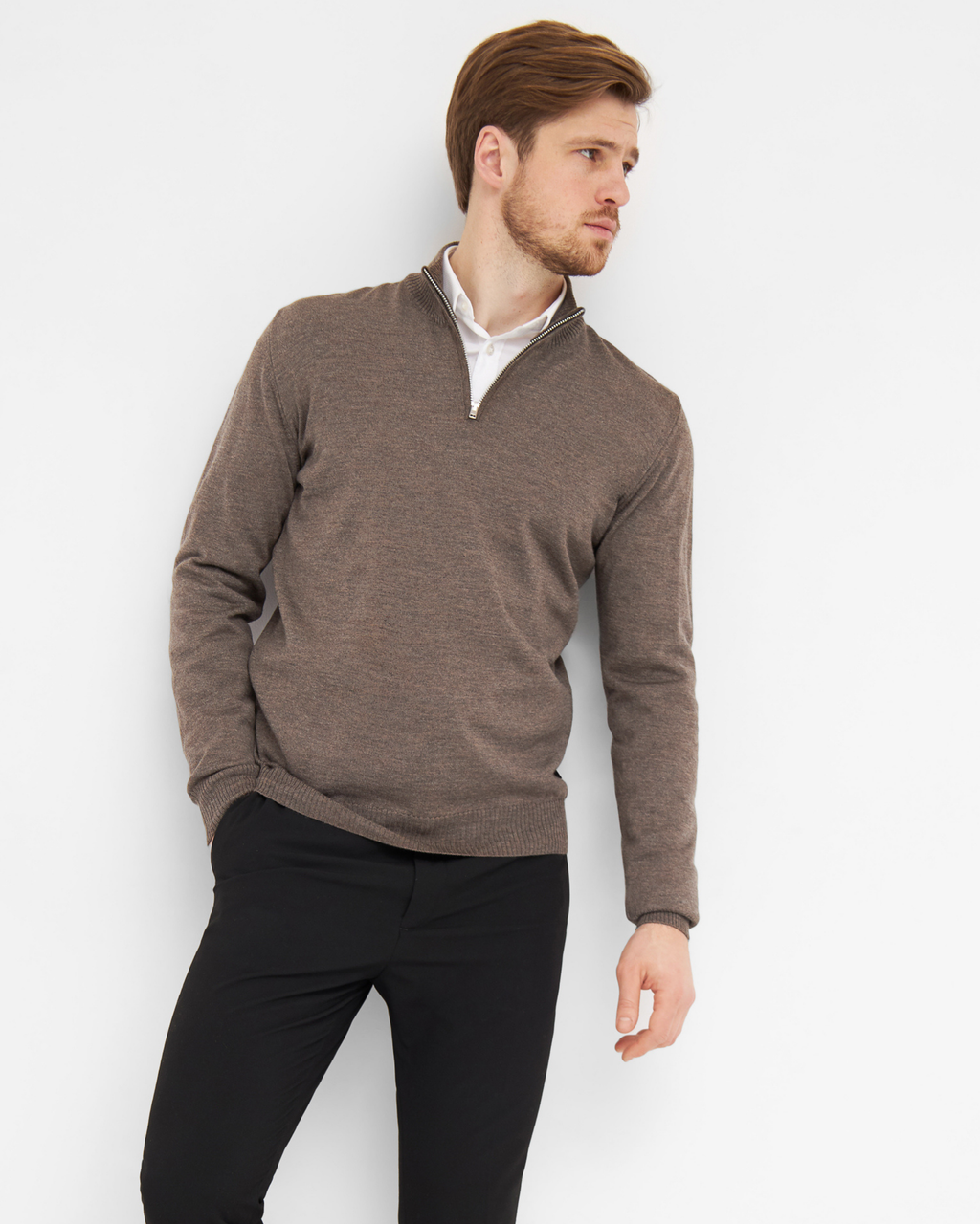 Milan pullover med zip neck lynlås