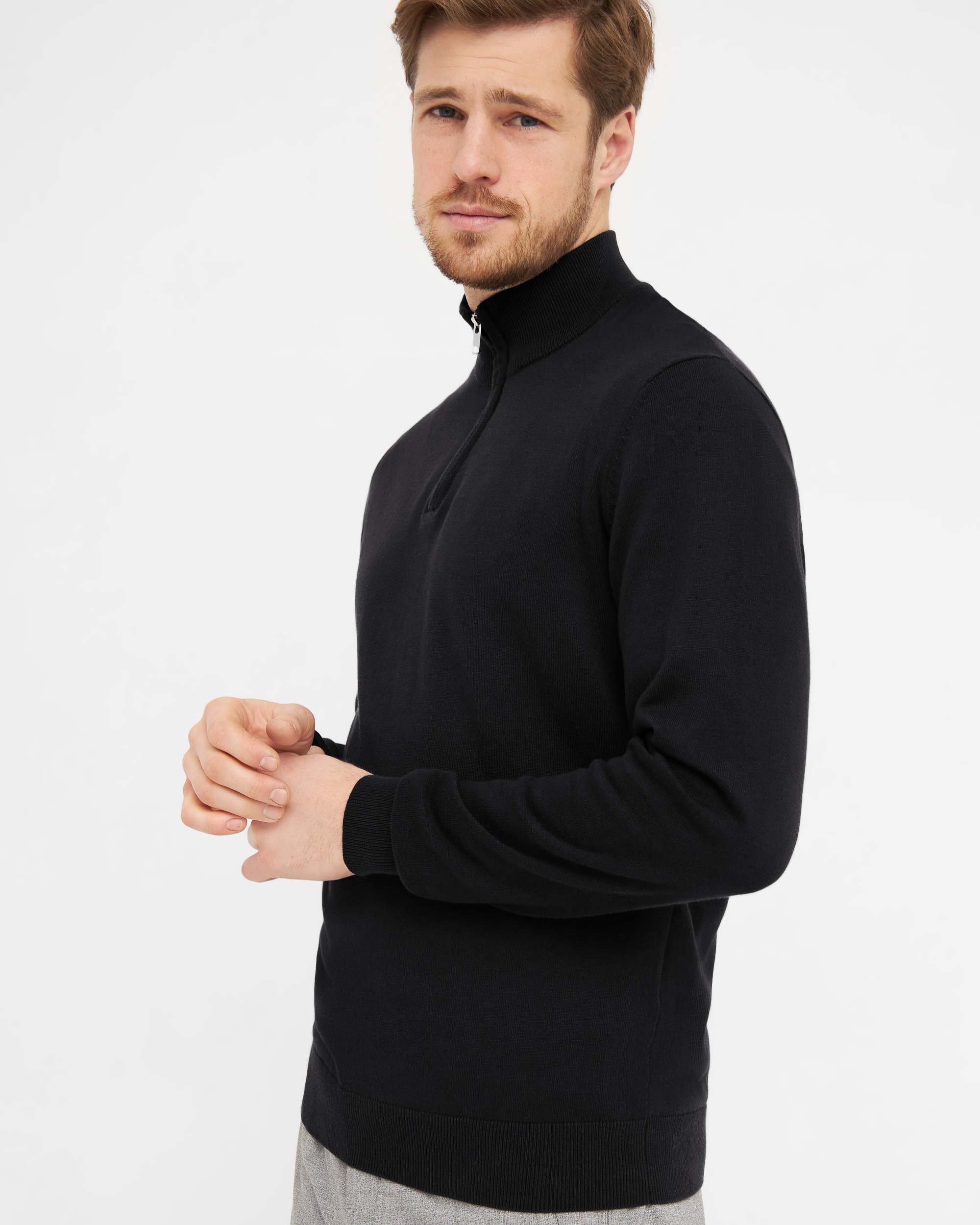 Milan pullover med zip neck lynlås