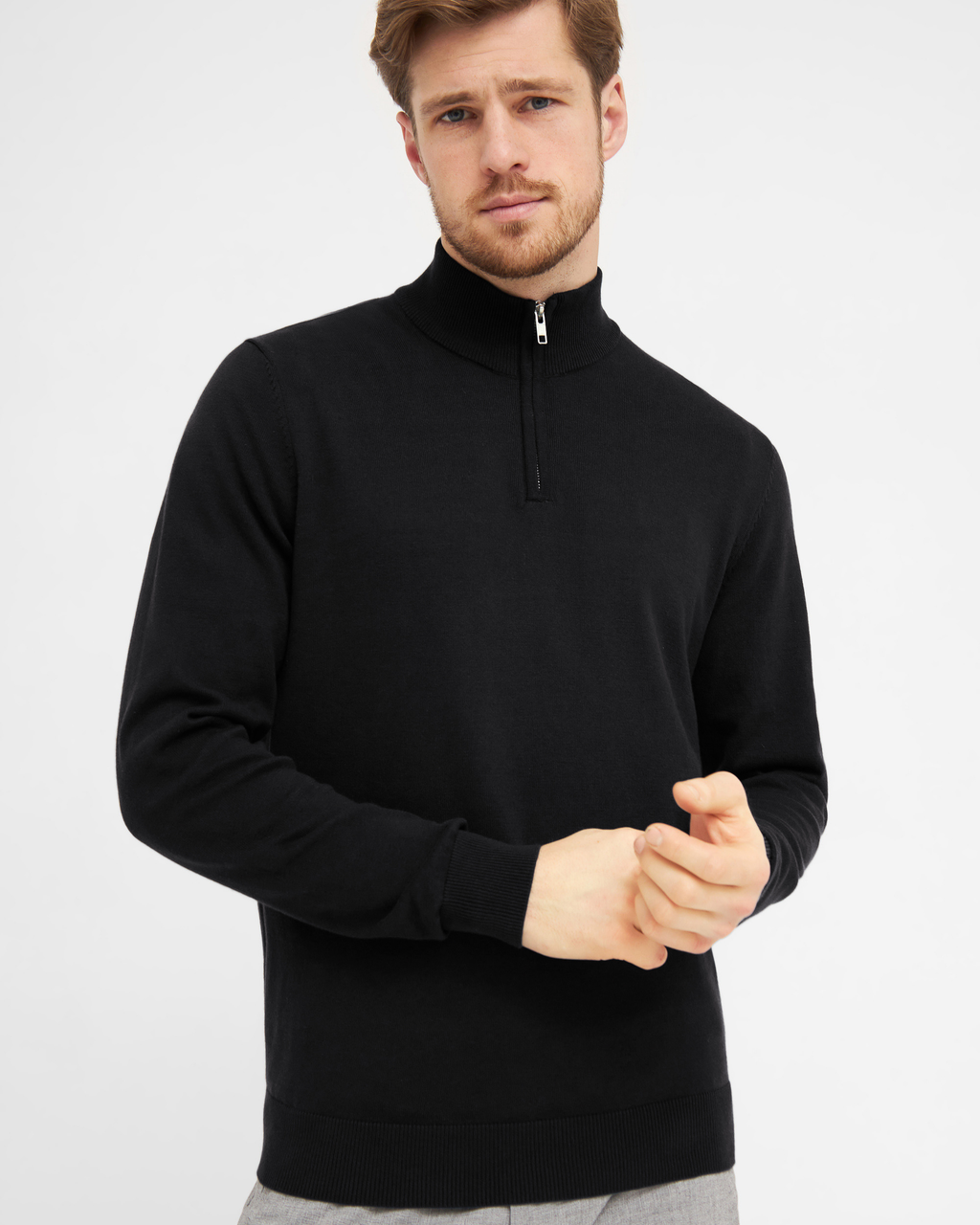 Milan pullover med zip neck lynlås