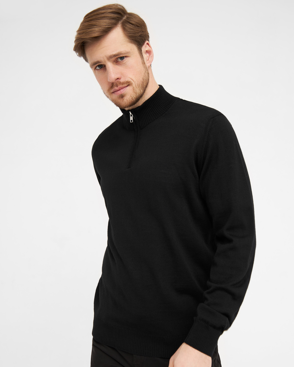 Milan pullover med zip neck lynlås