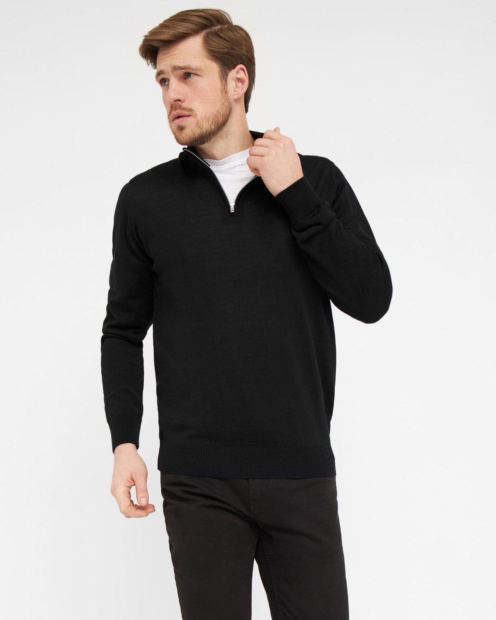 Milan pullover med zip neck lynlås