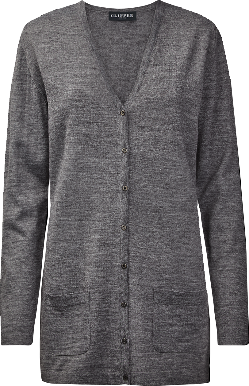 Copenhagen lang cardigan med v-neck og knaplukning