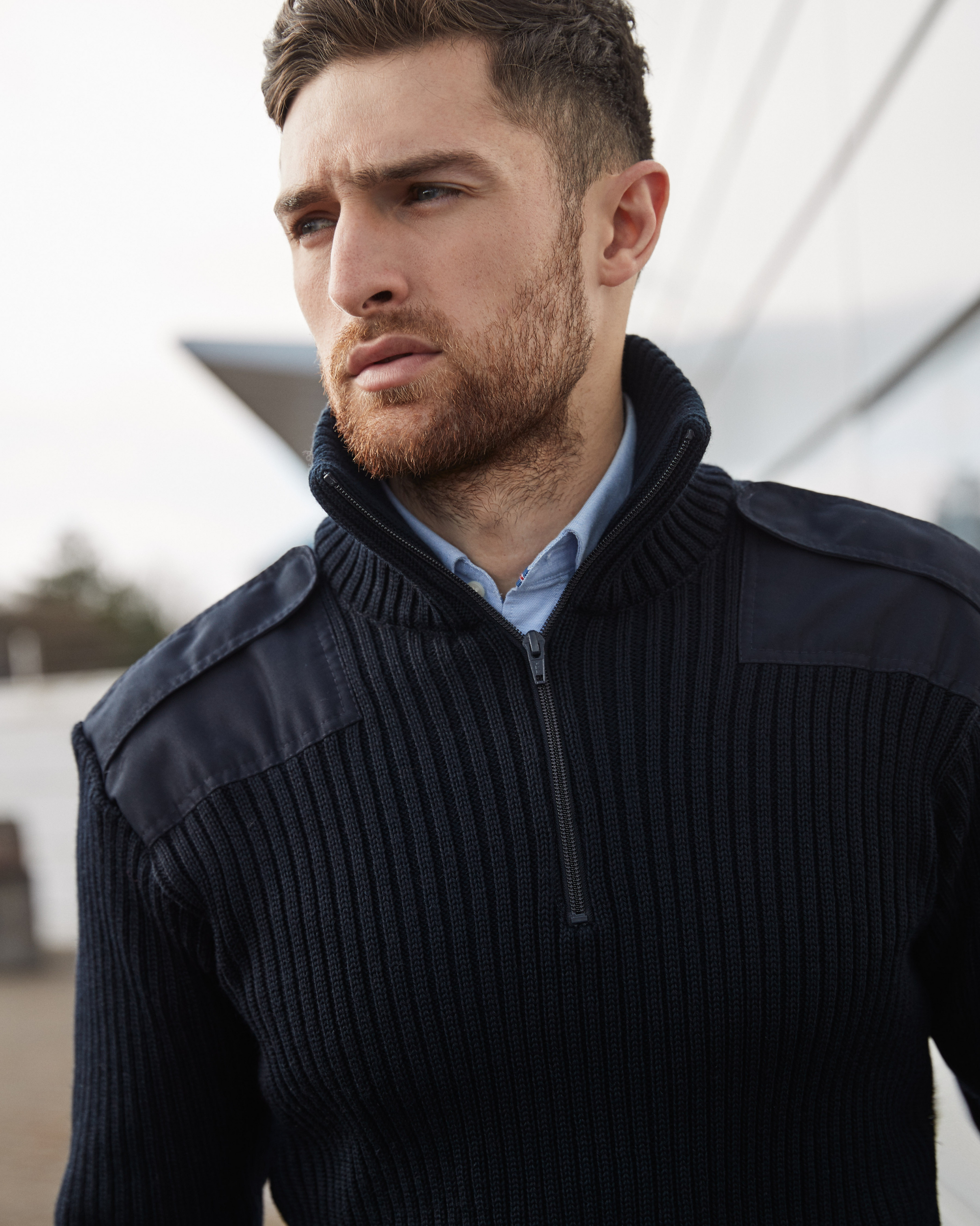 Bergen pullover med zip neck