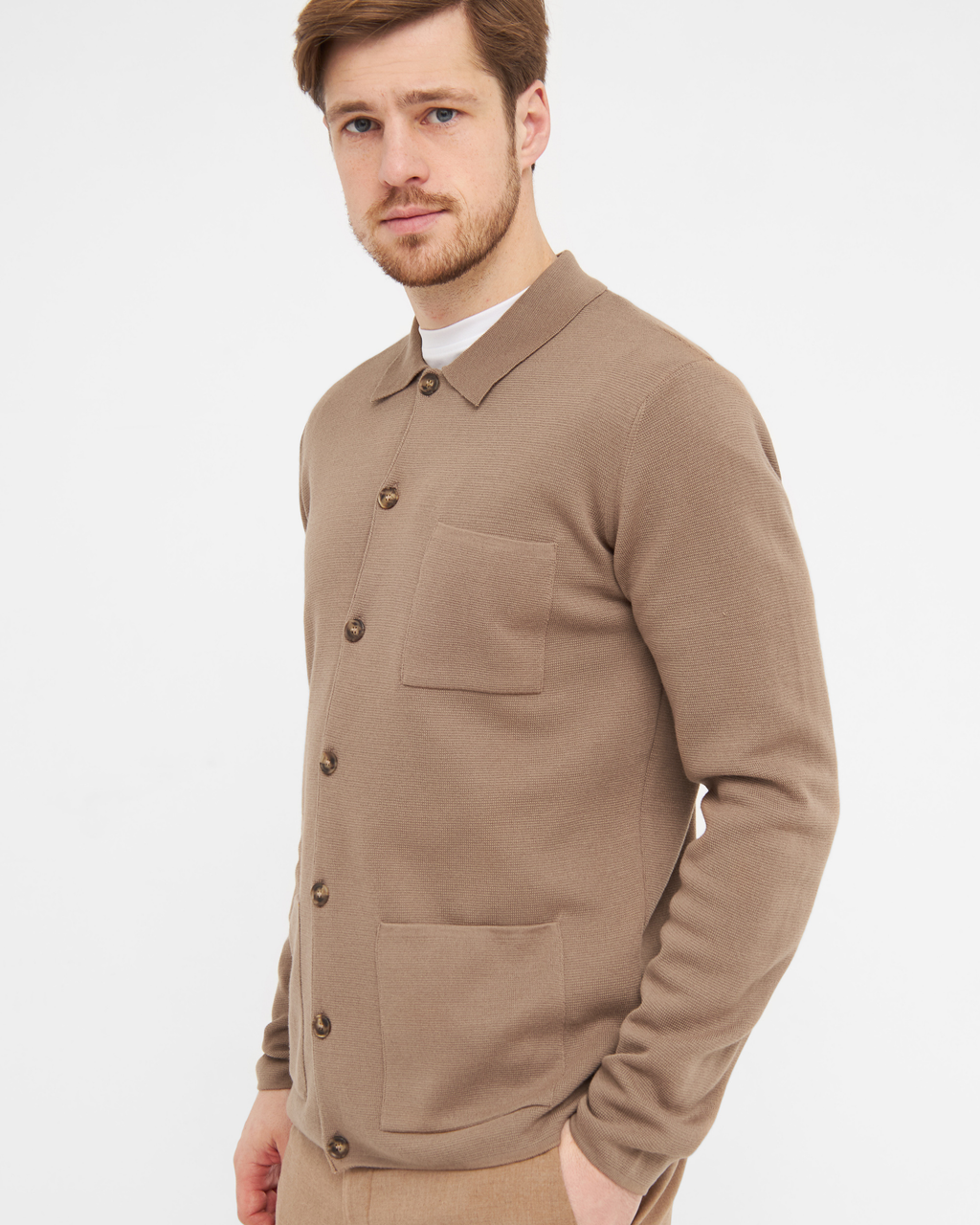 Manchester cardigan med knapper og skjortekrave