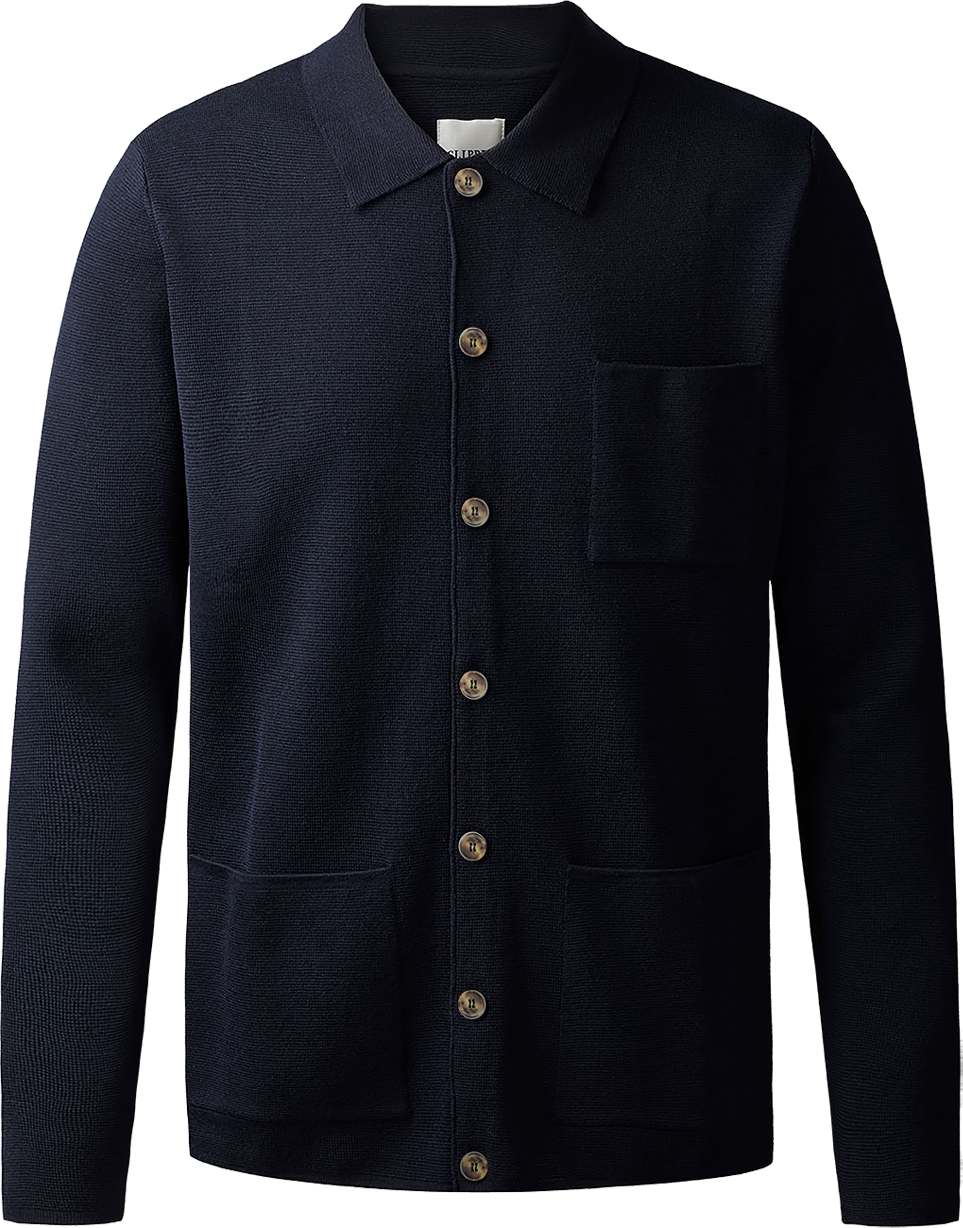 Manchester cardigan med knapper og skjortekrave