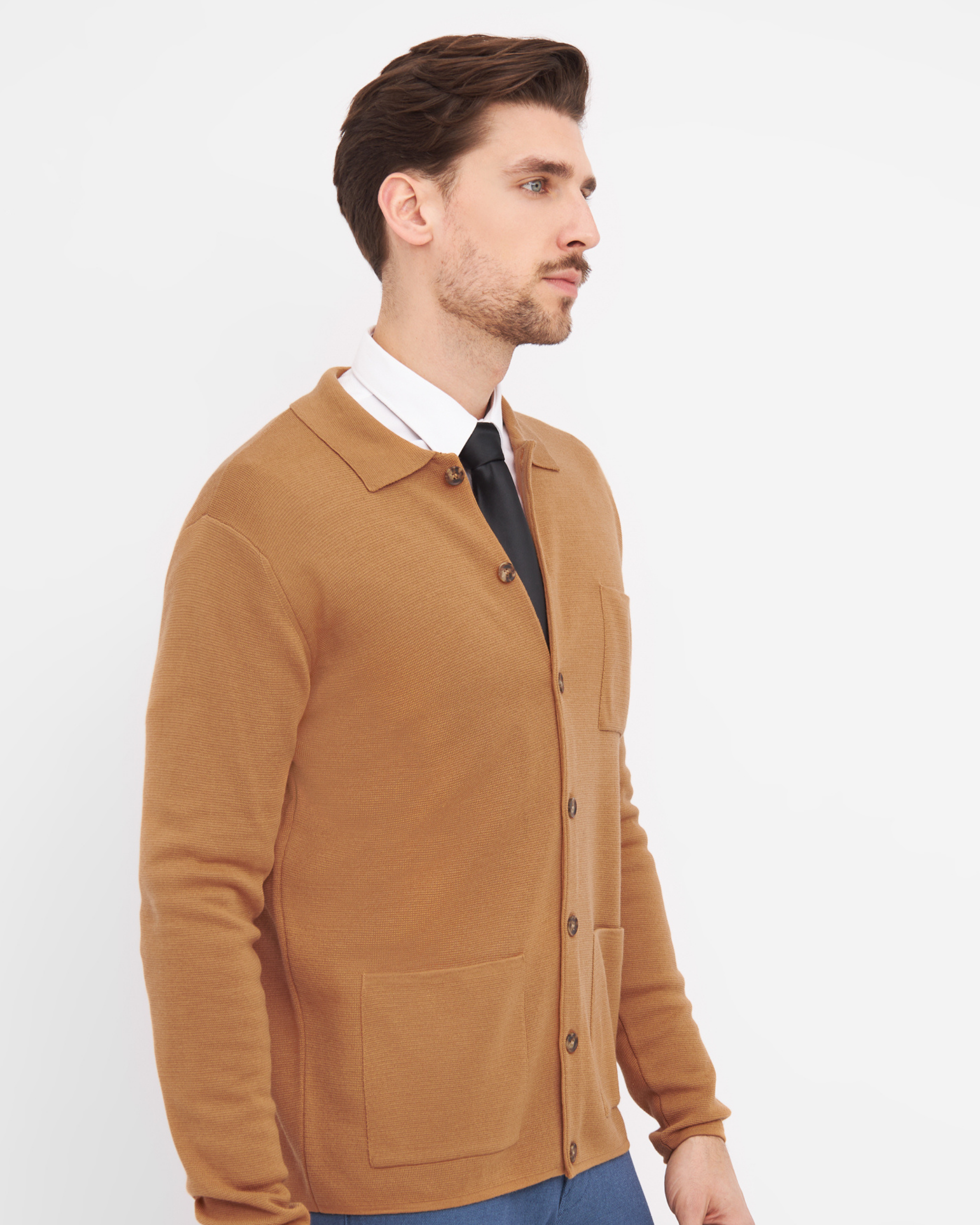 Manchester cardigan med knapper og skjortekrave