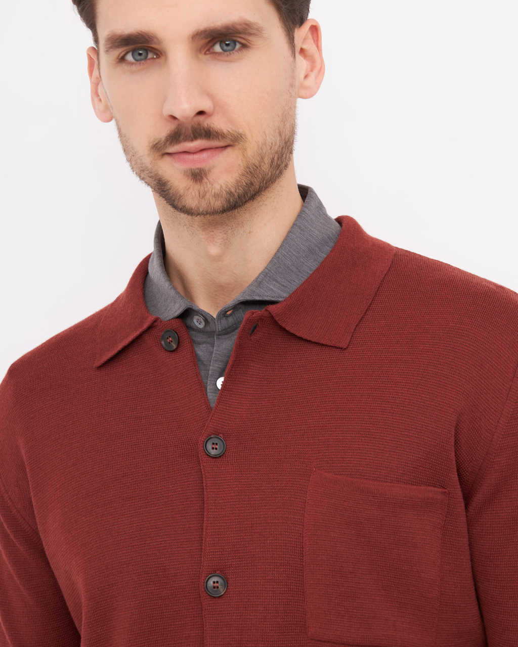 Manchester cardigan med knapper og skjortekrave