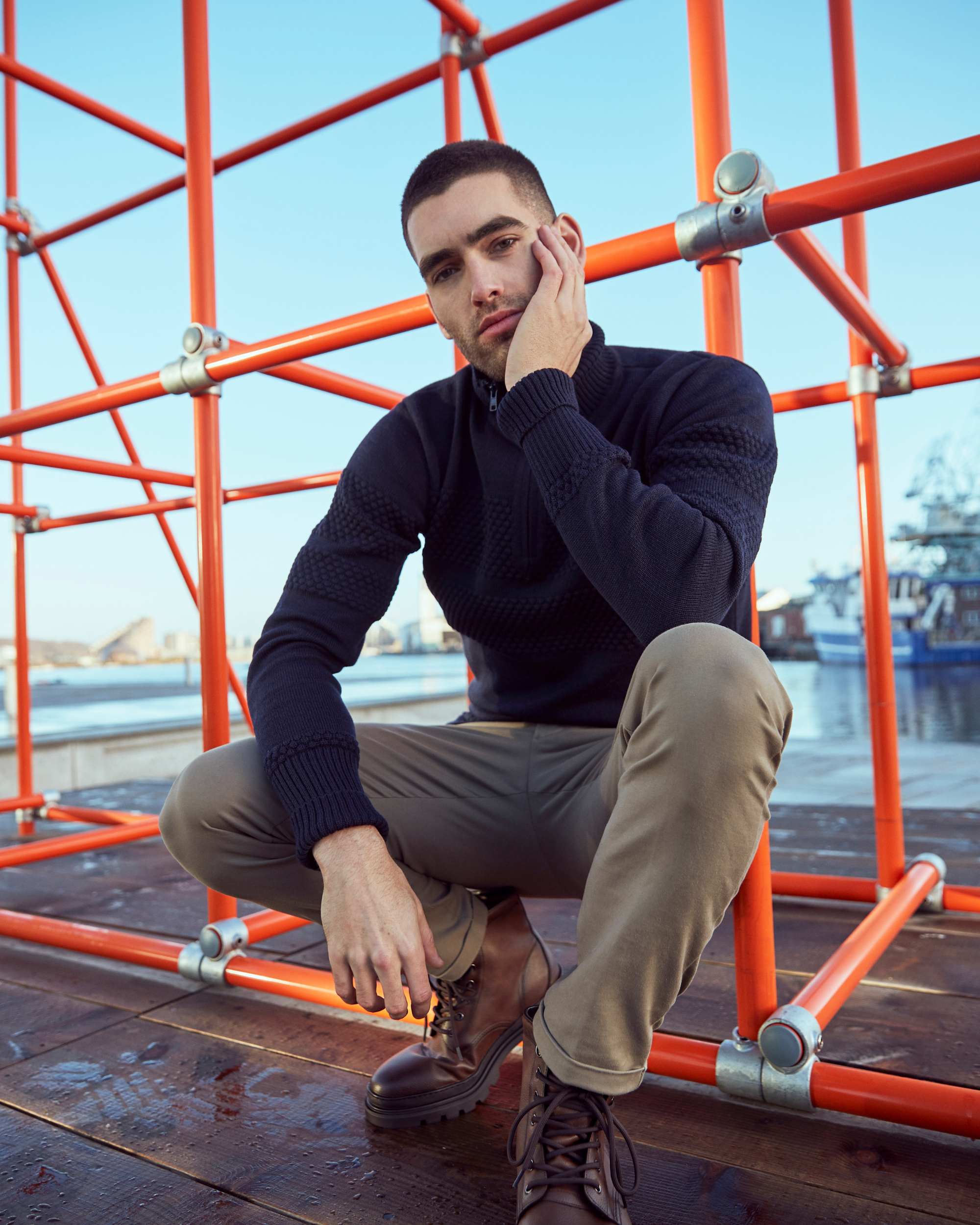 Saltum pullover med zip neck lynlås