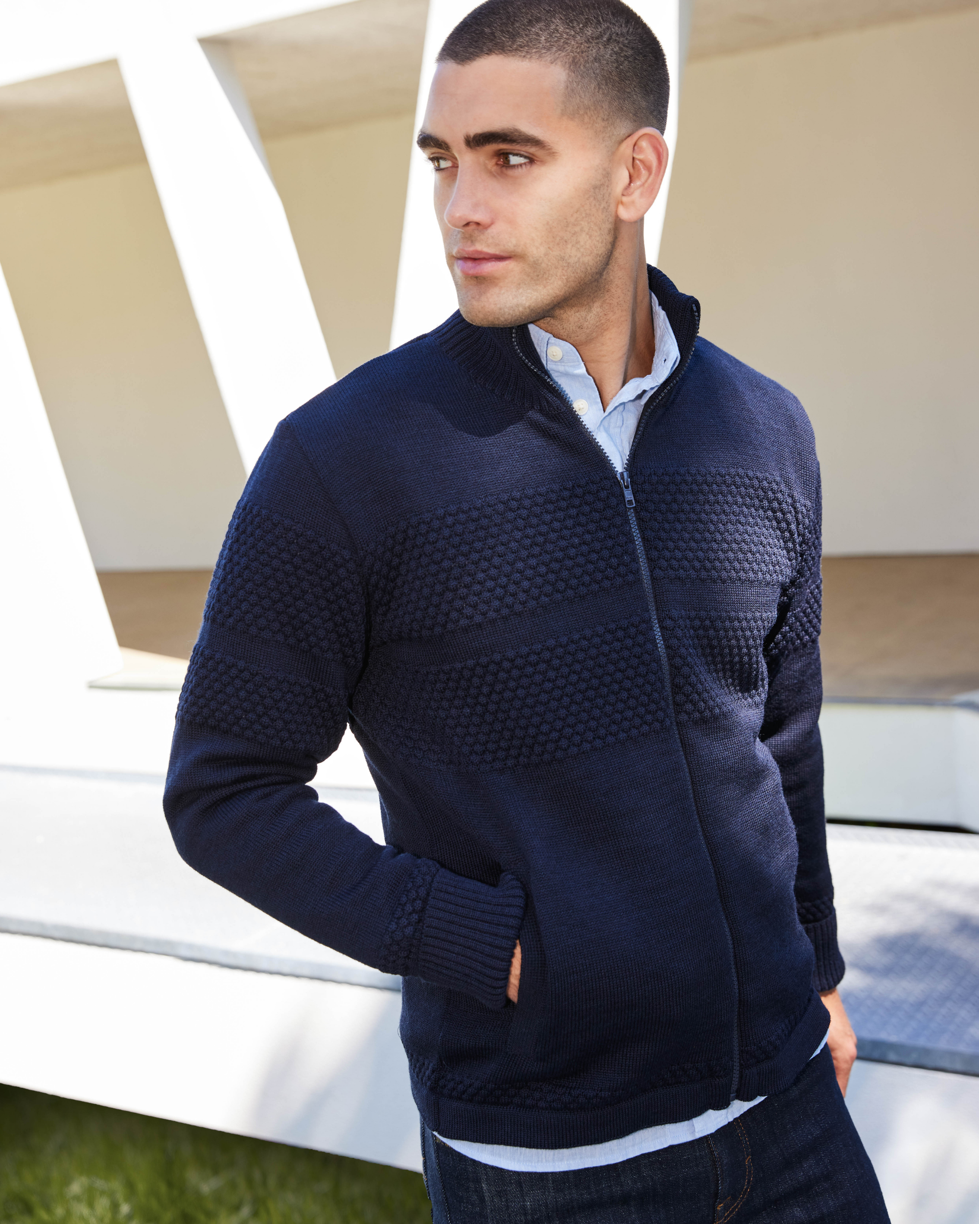 Saltum cardigan med lynlås og windbreaker lining