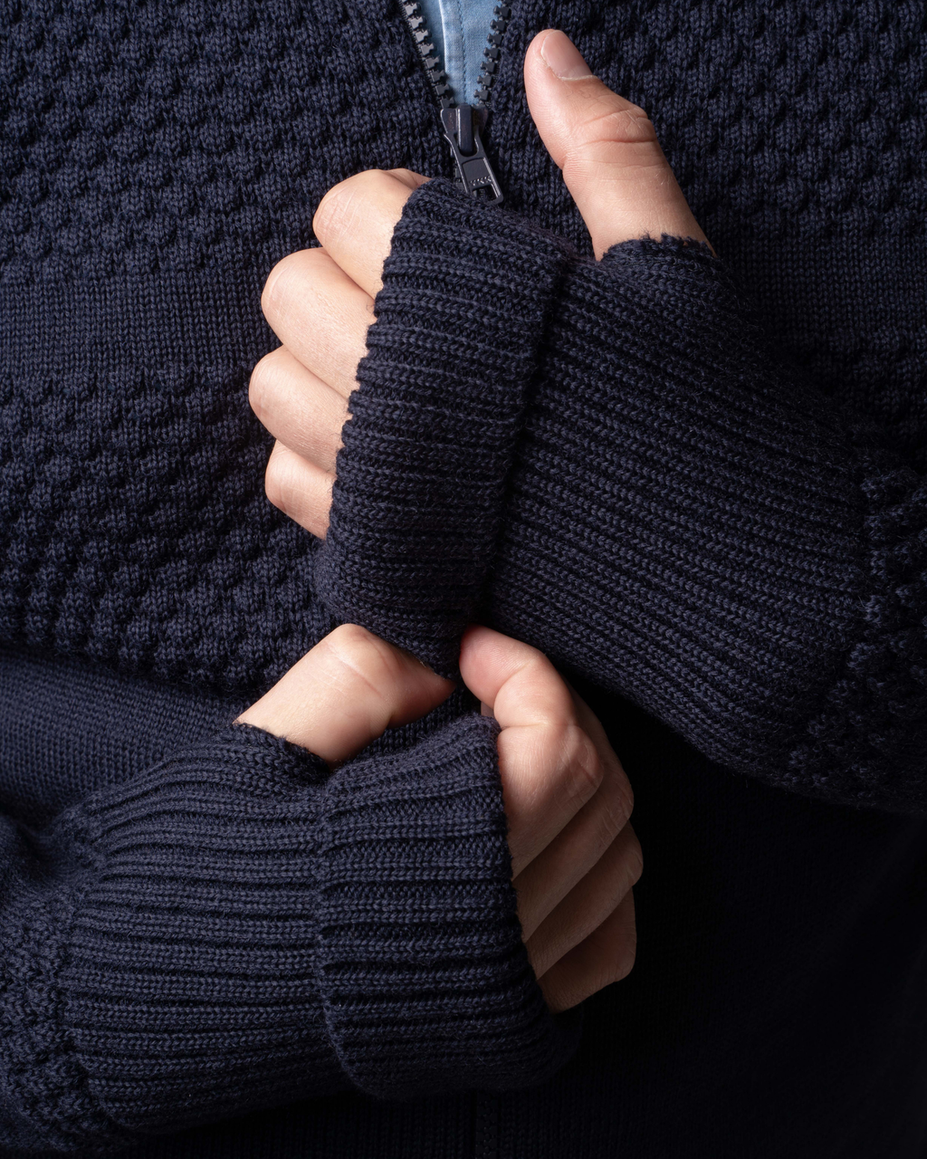 Saltum cardigan med lynlås og windbreaker lining