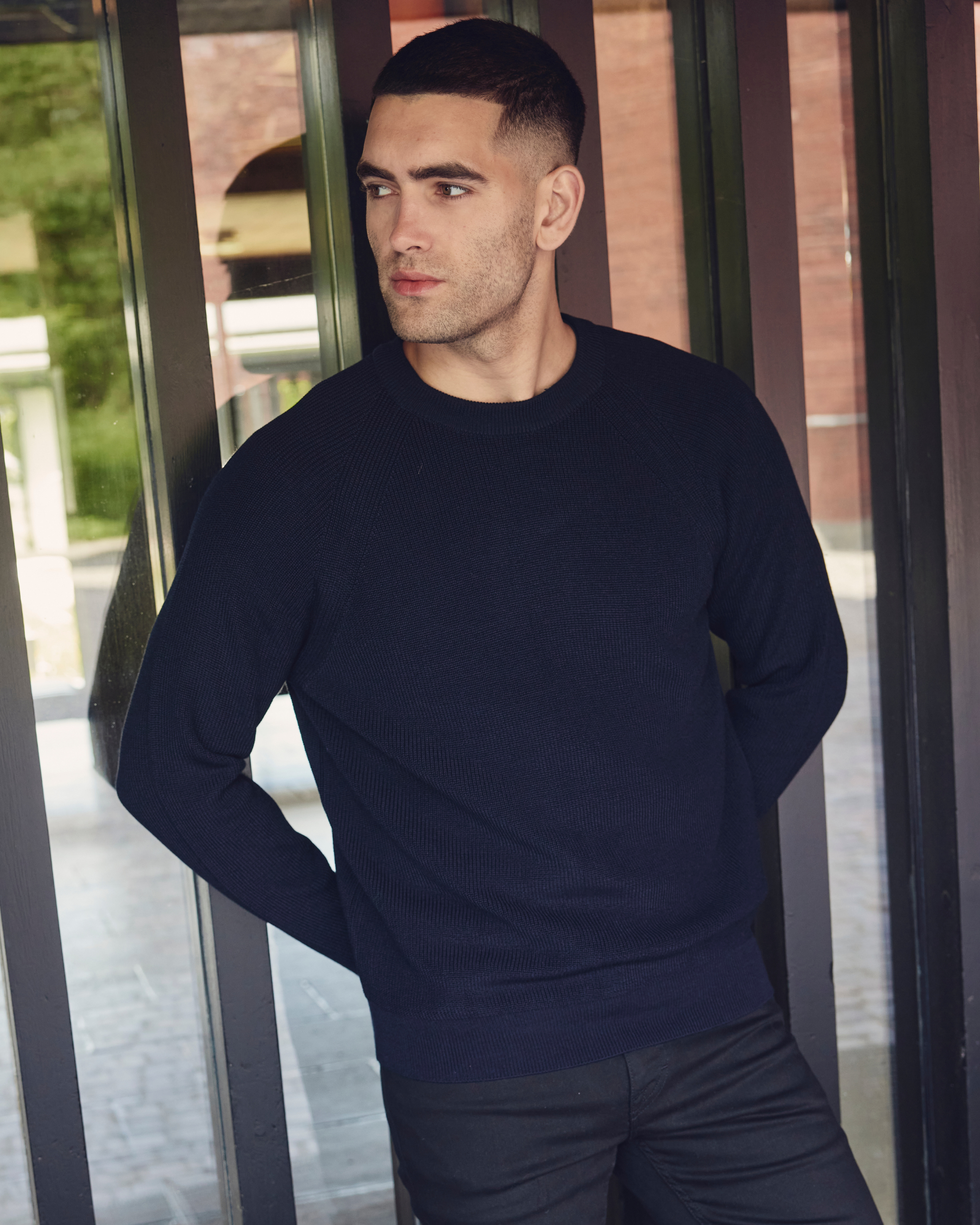 Aalborg pullover med o-neck og raglanærmer