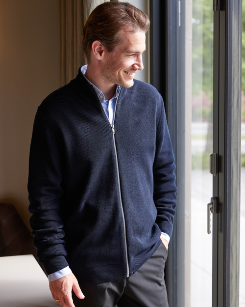 Aalborg cardigan med lynlås og raglanærmer