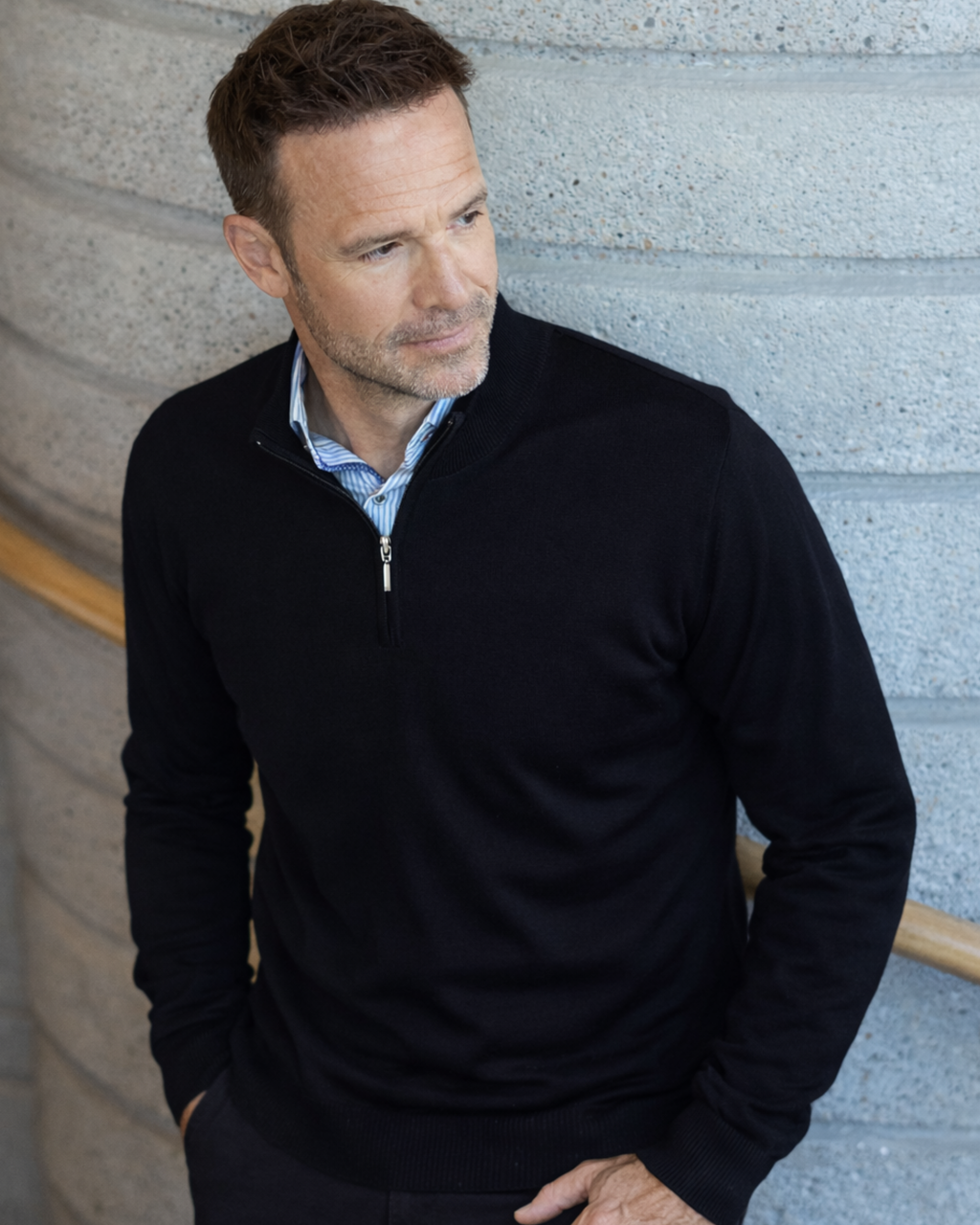 Copenhagen pullover med zip neck