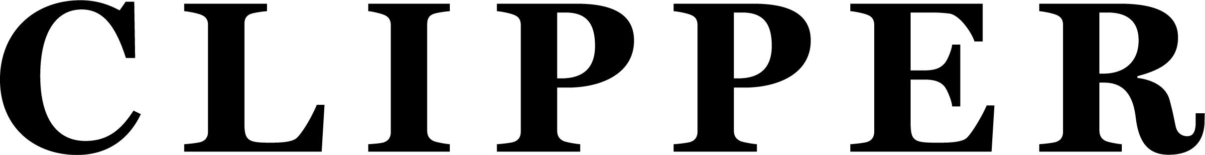 Clipper logo i sort - times new roman der er justeret.